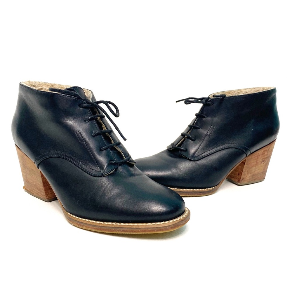 rachel comey | ibex heeled lace-up ankle booties shearling lining black 5.5